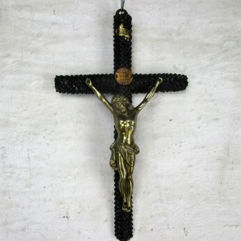Tramp Trench Tramp Folk art Hanging Hand Carved Wooden Crucifix Spelter 1939