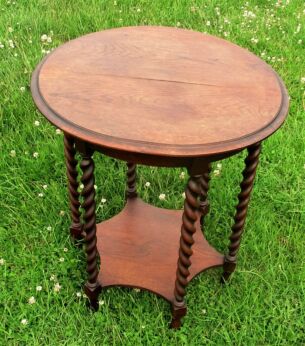 Small Barley Twist Carved Wood Coffee Side Table Nesting Table