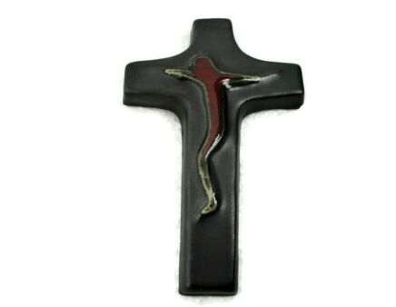 Mid Century Design Ceramic Modern Modernist Crucifix Ceramics Belgian Tieberghien Amphora style
