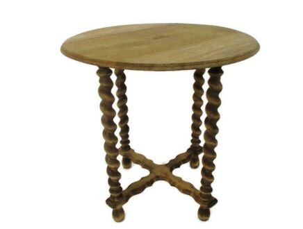 Sand Blasted Barley Twist Wooden Side Display Coffee Table Ornate Pedestal Plant Stand 23.81" Barn Country Milk Stool