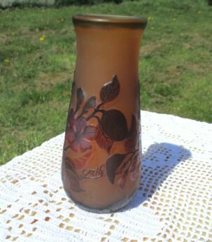 Emile Galle Small Vase French Art Nouveau Flowers Signed