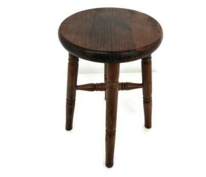 Vintage Hand Carved wood Milking Stool crutch Pedestal Table Farmhouse Barn Country Style