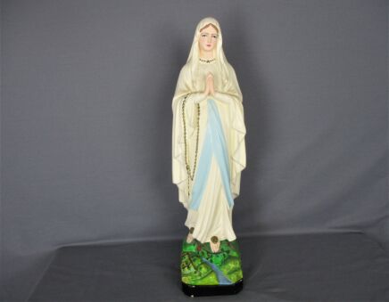 Large Church Chapel Vintage French Virgin Mary Madonna Our Lady of Lourdes Plaster Statue 26.37"