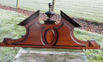 Small Vintage Carved Wood Pediment Ornate Overdoor Architectural Round Top