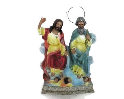 Statue Jesus Christ God The Father sitting on the Throne angels Plaster Glass eyes HTF Collector