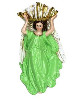 XXL French Holy Water Font Vessel Angel Bisque Porcelain Collector HTF 13.77"