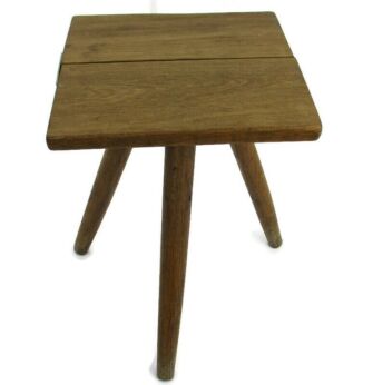 Vintage Hand Carved wood Tripod Milking Stool Pedestal Table Plant Flower Bonsai Stand Side Table Barn Country Style Funky