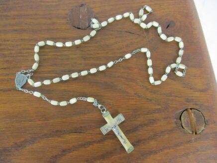 Antique Rosary Bead Mother of Pearl Nun Priest Praying Beads Lovely