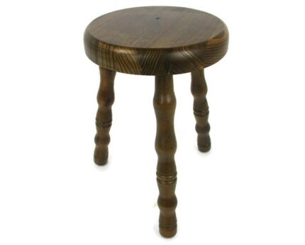 VIntage  Hand Carved wood Tripod Milking Stool Pedestal Table Pedestal Barn Style