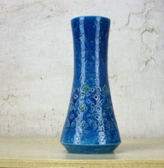 Rimini Blue Vase Bitossi Style era Aldo Londi Funky Italian Italy 8.66"