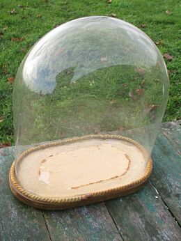 Antique Victorian Oval Hand Blown Glass Globe Dome Mantel Clock Steampunk 13.78"
