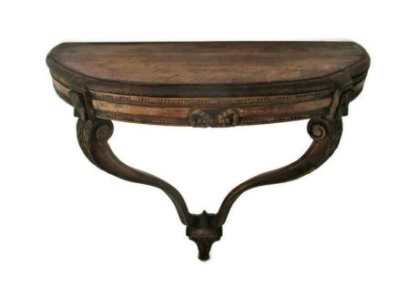 Large Demi Lune Wall Console table Hand Carved Wood Ornate Louis XV Style