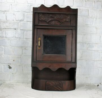 Vintage Gorgeous Kitchen Medicine Bathroom Cabinet Apothecary Mirror Plied Wood