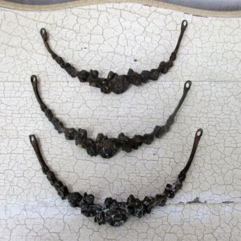 3 pcs Antique Cast Brass Furniture Trim Flower Ornate Reclaimed Hardware