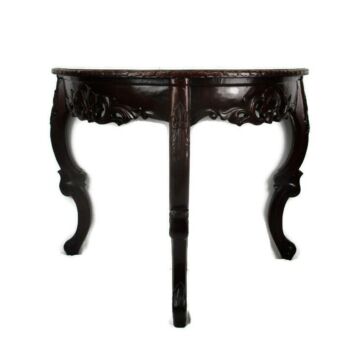 Large Demi Lune Wall Console table Hand Carved Wood Ornate Embossed Louis XV Sturdy Gorgeous