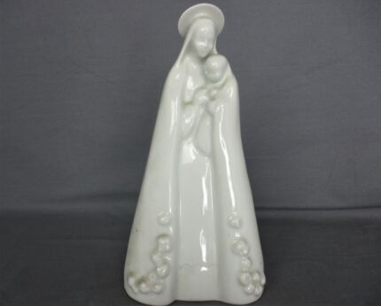 Virgin Mary Madonna Blessed Virgin Infant Jesus Gorgeous Figurine Statue Porcelain Glazed  signed Vereycken