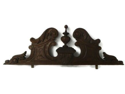 Hand Carved Wood Pediment Spindle Ornate Over door Architectural Reclaimed Gorgeous