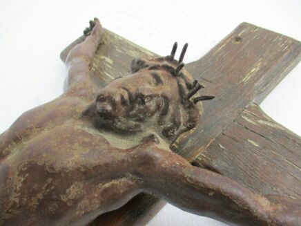 Dramatic Iron Hanging Crucifix Art Piece Hand Crafted Unique Piece 23.62"