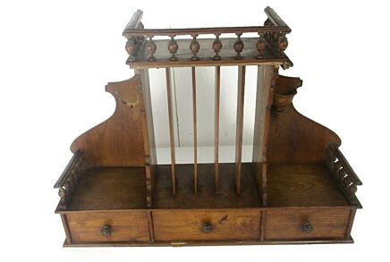 Antique Pediment Cabinet Spindles Display Kitchen Shelves Drawers Stunning