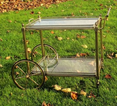 Cocktail Bar Serving Cart Trolley era Maison Jansen Bagues Pine apples Stunning