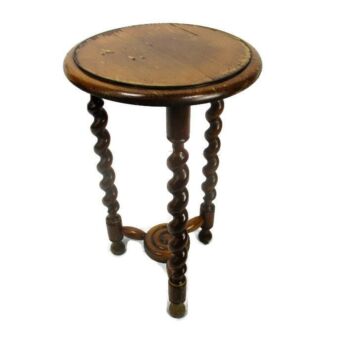 Small Barley Twist Wooden Tripod Side Display Table Pedestal Plant Stand 20.07"