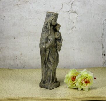 Outdoor Protection Carved Stone Brick French Virgin Mary Infant Jesus HTF