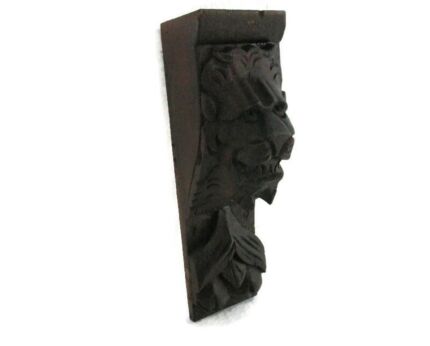 Antique Corbel Hand Carved Wood Architectural reclaimed Lion Head Trim 18th C