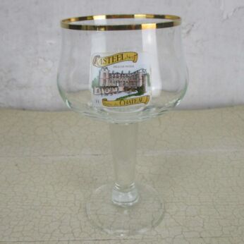Kasteel .33L Stemmed Belgian Chalice Glass Belgium gold rim Ingelmunster Chateau