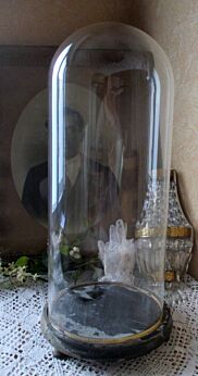 L Antique Round Hand Blown Glass Globe Dome Taxidermy Steampunk Display 19.9"