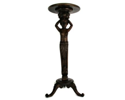 Ornate Hand Carved Wooden Pedestal Table Plant Stand Side Wine Coffee Table Kariatide Mermaid Stunning