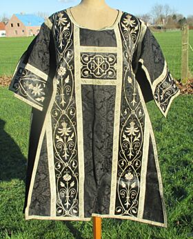 Vintage Black Chasuble Casula Authentic Catholic Dalmatic Tunicle High Mass JHS