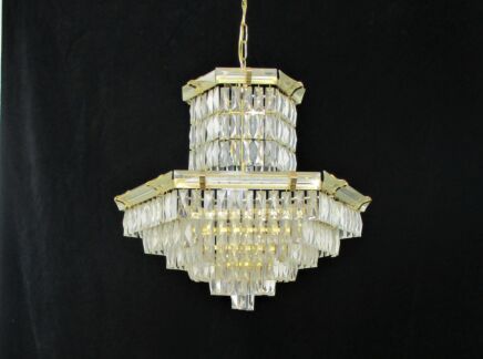 Vintage Wedding cake Chandelier 4 Lights Crystal Prisms Mid Century Modern