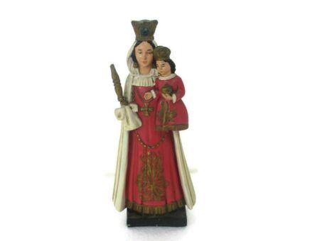 Art Deco Our Lady at den Staak Koersel  Belgian Statue Plaster HTF Collector Virgin Mary Infant