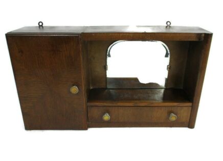 large Double Apothecary Bathroom Medicine Kitchen Cabinet Wood Art deco Gorgeous Beveled glass Mirror