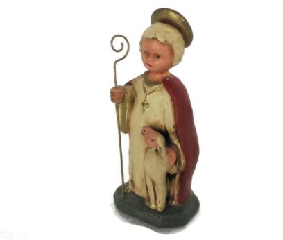 Statue Infant Jesus Santo Nino Plaster Sheep Shepherd Collector Gorgeous Sweet
