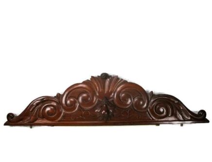 Vintage Gorgeous Hand Carved Wooden Pediment Pear Overdoor Architectural Ornate