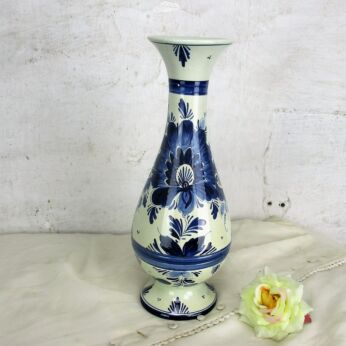 Large Tall Delft Vase Urn Marked Blue White Hand Painted Holland 12.79"
