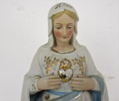 Antique Porcelain Bisque Statue Virgin Mary Our Lady  Madonna Gorgeous 17.51