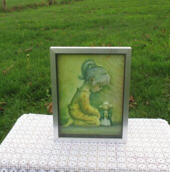 Vintage Art Wall Altarriba 3D Hanging Plaque GIrl with Pet Very rare