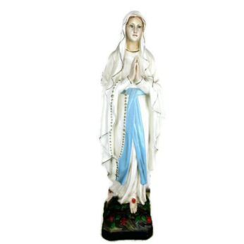 XL Virgin Mary Madonna Our Lady of Lourdes Plaster Statue Chapel French 26.37"