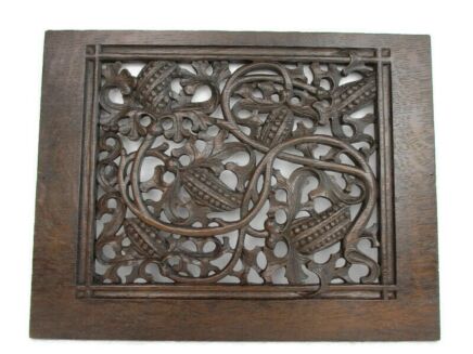 Small Antique Neo Gothic Hand Carved Wood Corbel Pediment Architectural Trim