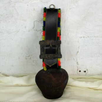 X Large Swiss Vintage Authentic Cowbell Leather Look Strap Original Rustic