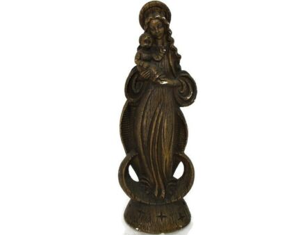 Art Deco Virgin Mary Madonna Infant Child Plaster Statue tenderness Lovely 13.97" Plaster Marked Merlini