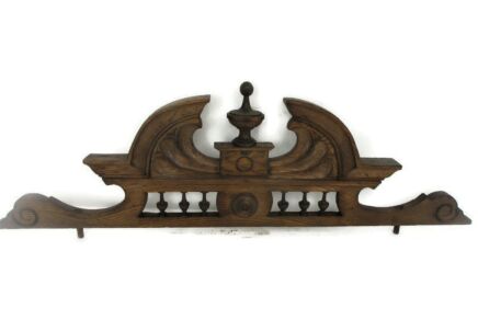 Hand Carved Wood French Pediment Ornate Over door Architectural Reclaimed Antique Spindles Large Gorgeous