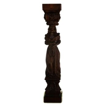 Antique Hand Carved Wood Reclaimed Corbel Architectural Figurine Lady Statue HTF