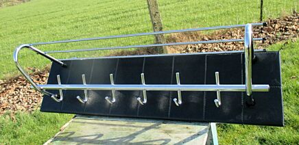 Vintage Mid Century Modern Chrome Industrial Coat Hat Rack 1950's Leather look