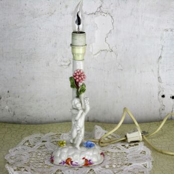 Italian Table Desk Nightstand Lamp Cherub Angel Putti Working Bassano Porcelain