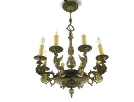 Gothic Ornate Brass 8 Arms Lights Chandelier Revival Dragons Empire Impressive