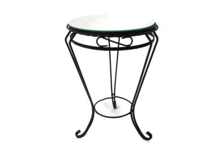 Vintage Small Side Coffee Table Plant Bonsai Flower stand Wrought Iron Glass Mirrored Top