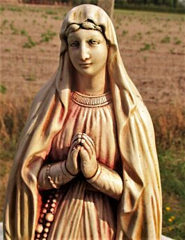 Vintage Virgin Mary Madonna Holy Mother Statuette Chalk Plaster Lovely 19.09"